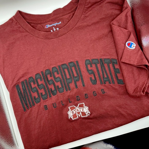 Champion Mississippi State Bulldogs Short Sleeve T Shirt Mens Size Large Maroon - Picture 1 of 6